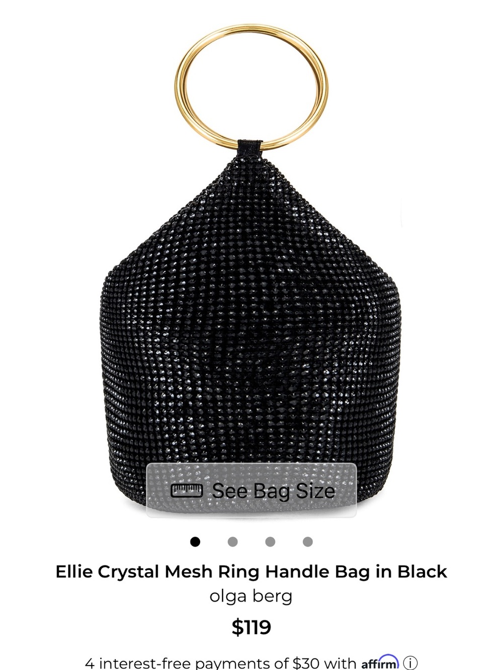 Ellie Black Beaded Clutch with Gold Double Rings
